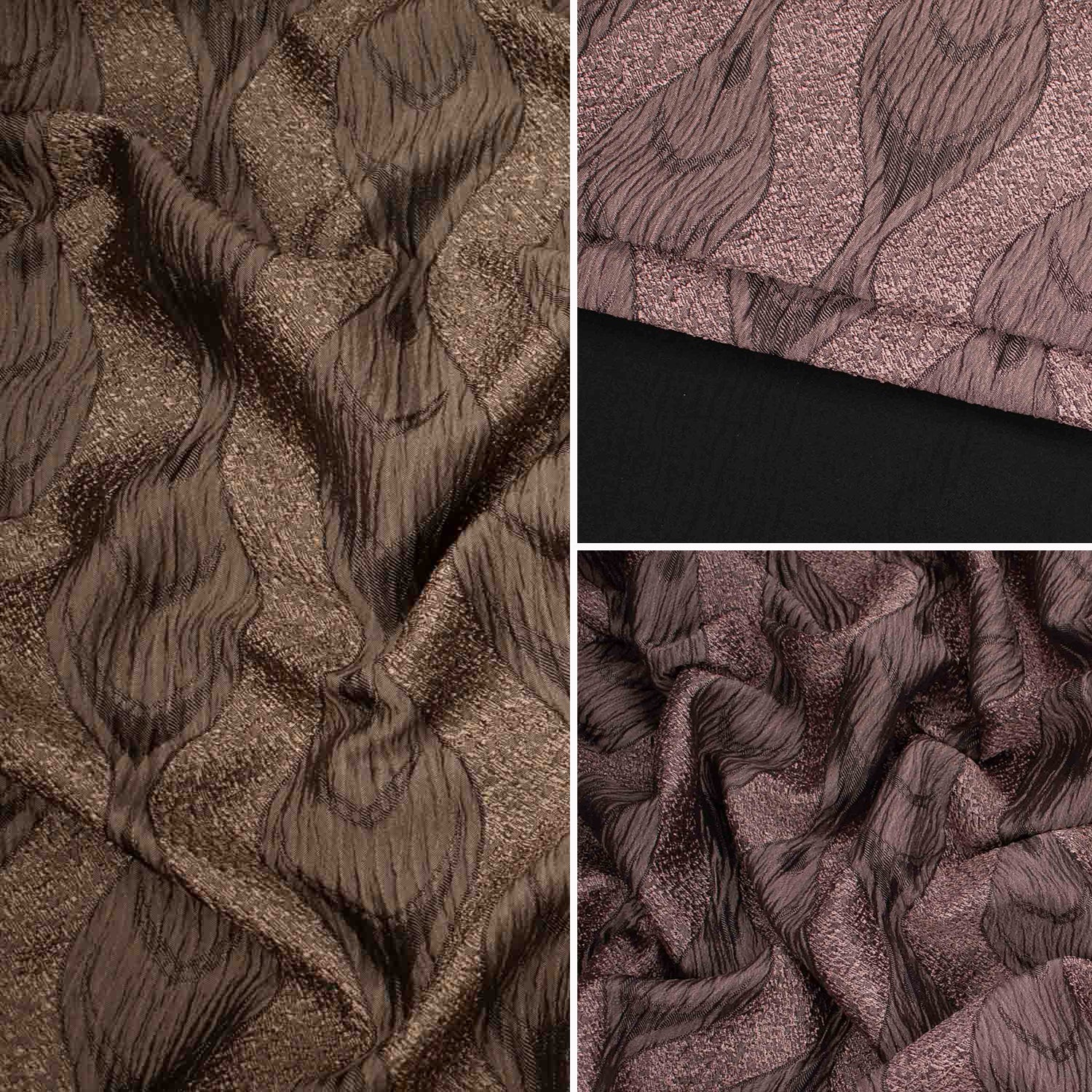 Turkish Curtaining/Upholstery Metallic Vintage Leaves Textured Brocade