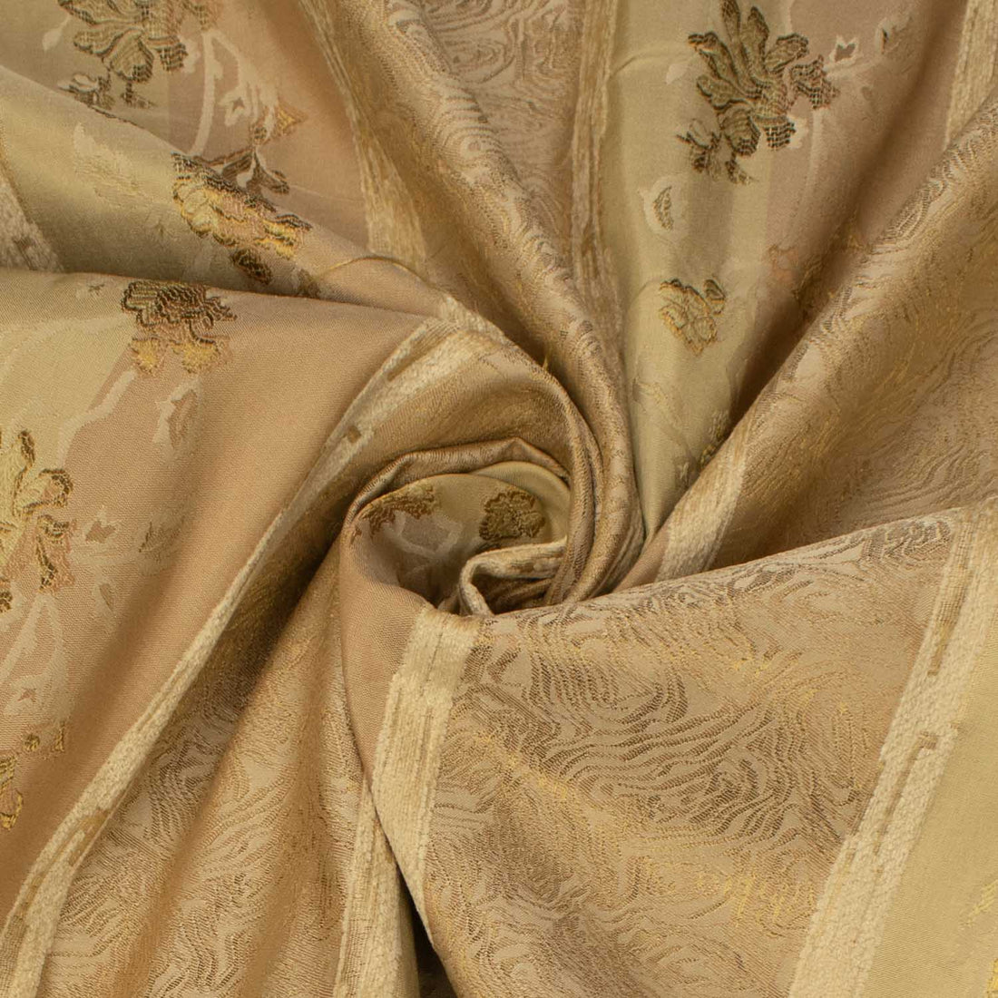 Turkish Curtaining/Upholstery Embroidered Metallic Textured Vintage Stripes Jacquard