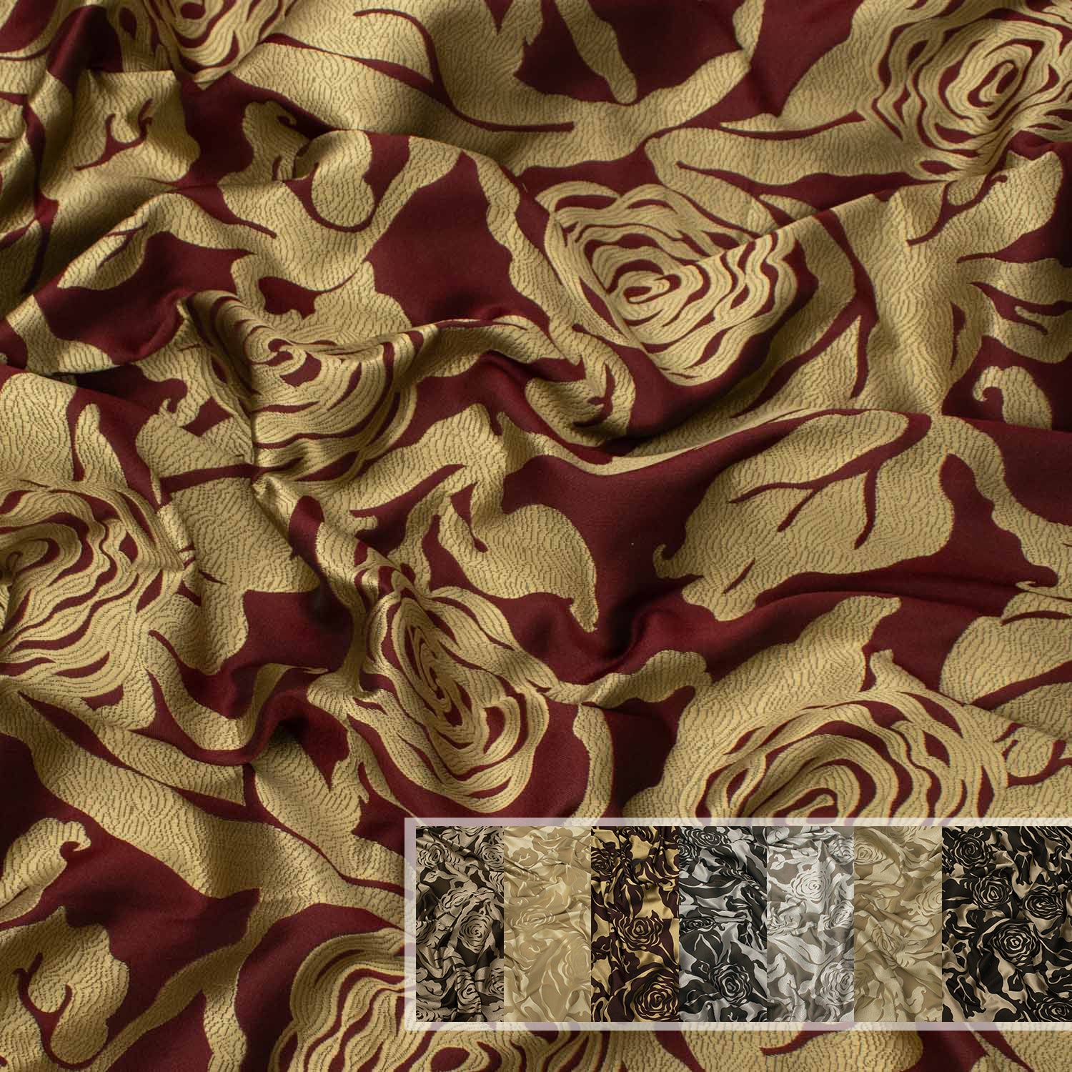Turkish Curtaining/Upholstery Embroidered Reversible Roses Brocade