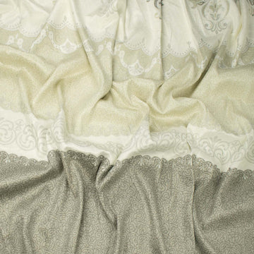 Turkish Curtaining/Upholstery Cream & Silver Border Lace Jacquard