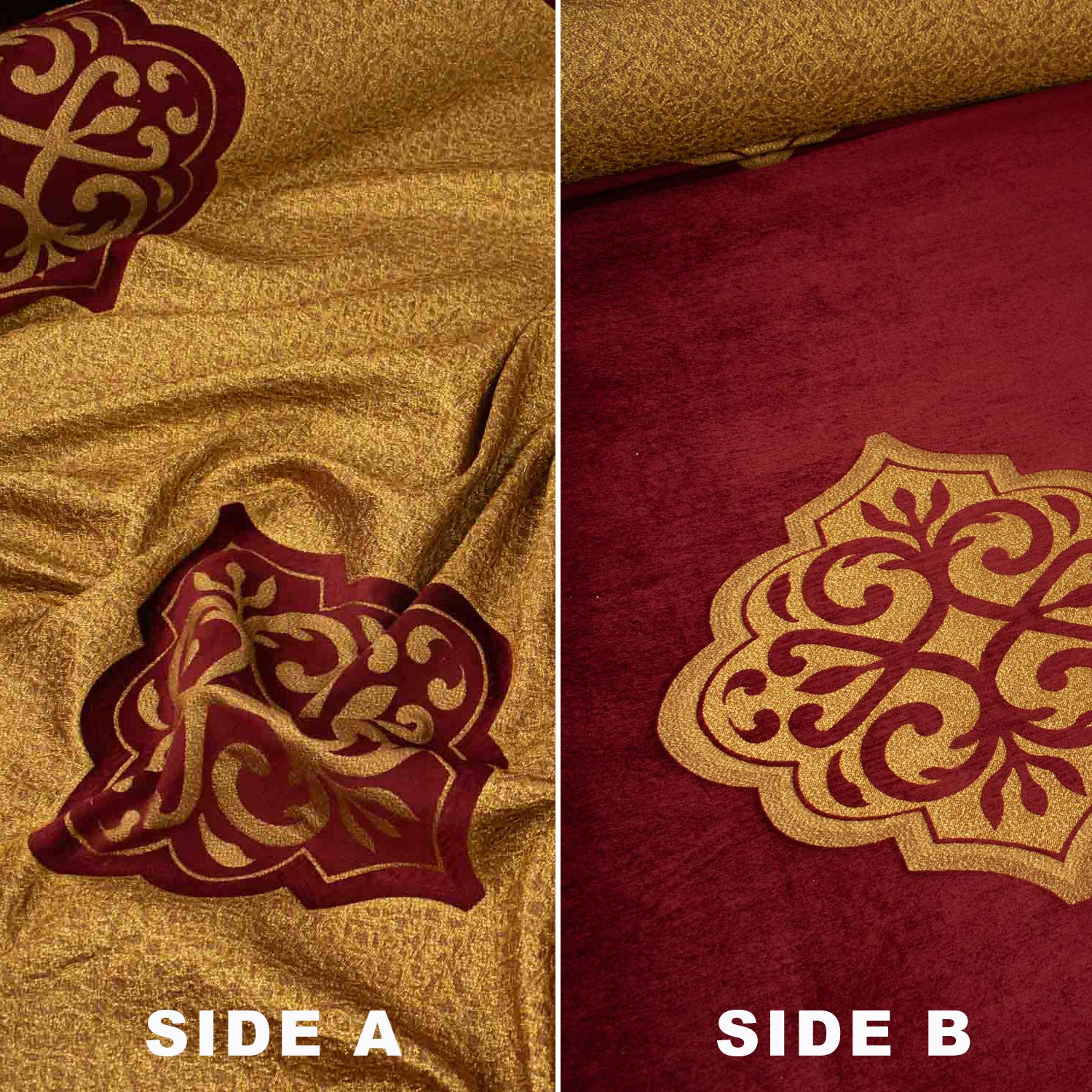 Turkish Curtaining/Upholstery Glitter Vintage Floral Reversible Chenille Brocade