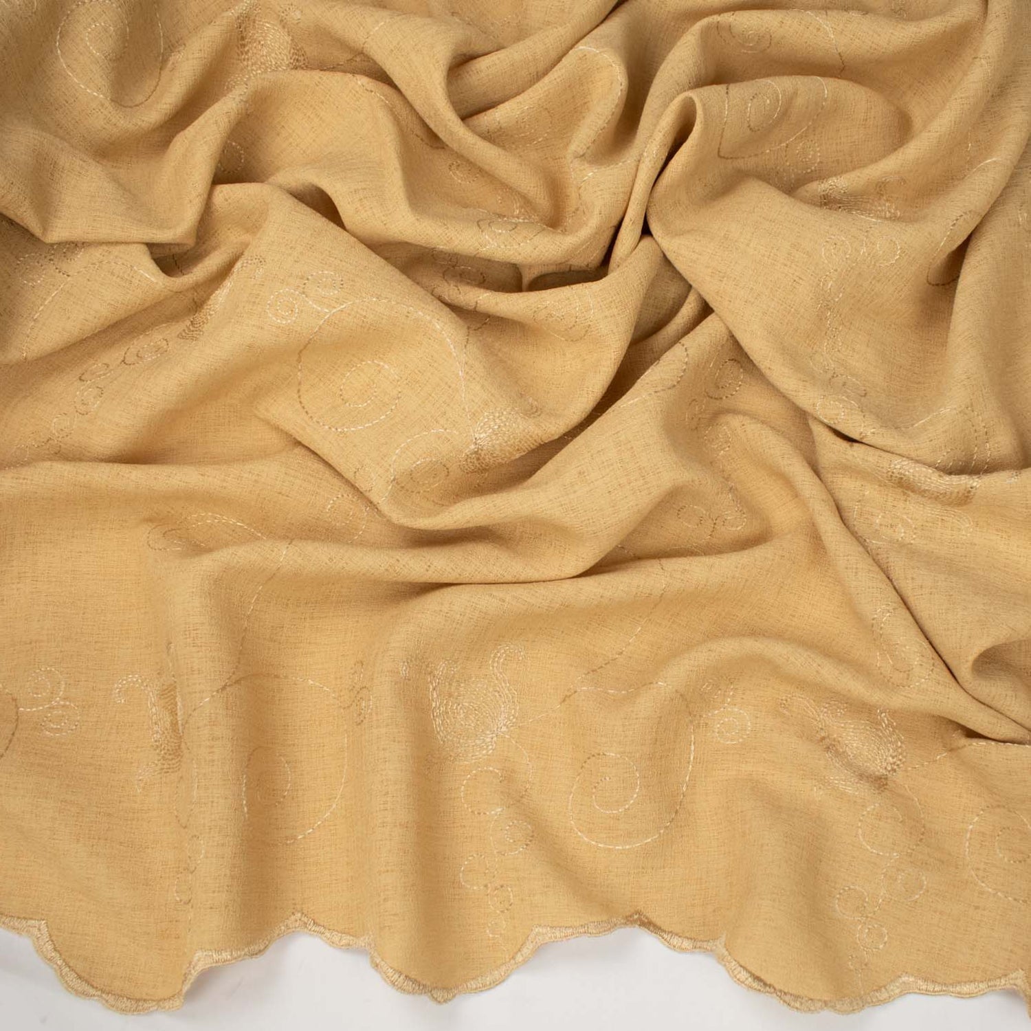 Turkish Lace Border Curtaining/Upholstery Embroidered Vines Linen Look