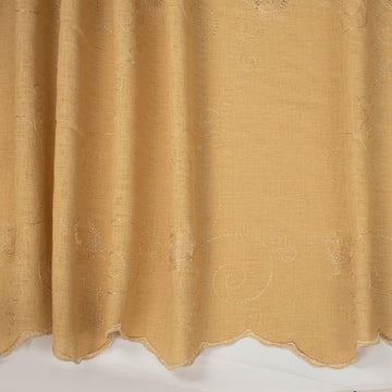 Turkish Lace Border Curtaining/Upholstery Embroidered Vines Linen Look