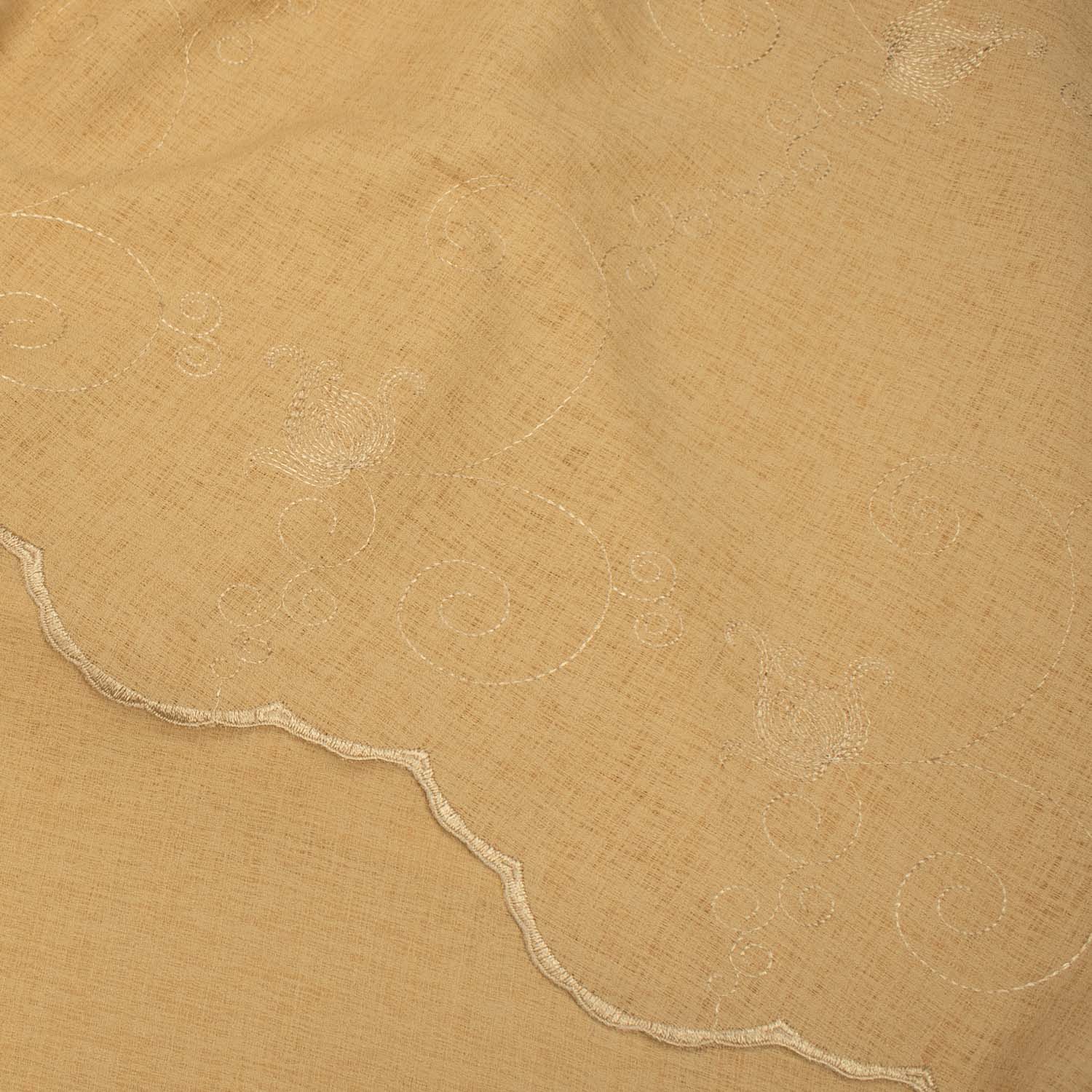 Turkish Lace Border Curtaining/Upholstery Embroidered Vines Linen Look