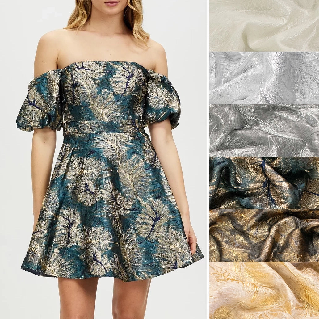 3D Textured Metallic Feather Jacquard Brocade 280cm