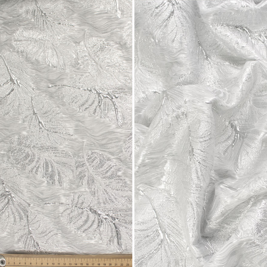 Elysian Collection 3D Textured Metallic Feather Jacquard Curtaining/Upholstery 280CM WIDE