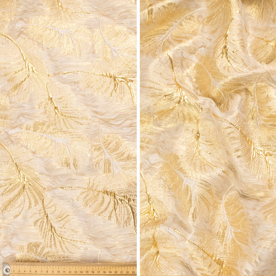 Elysian Collection 3D Textured Metallic Feather Jacquard Curtaining/Upholstery 280CM WIDE