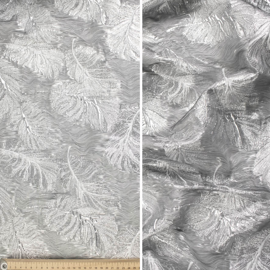 Elysian Collection 3D Textured Metallic Feather Jacquard Curtaining/Upholstery 280CM WIDE