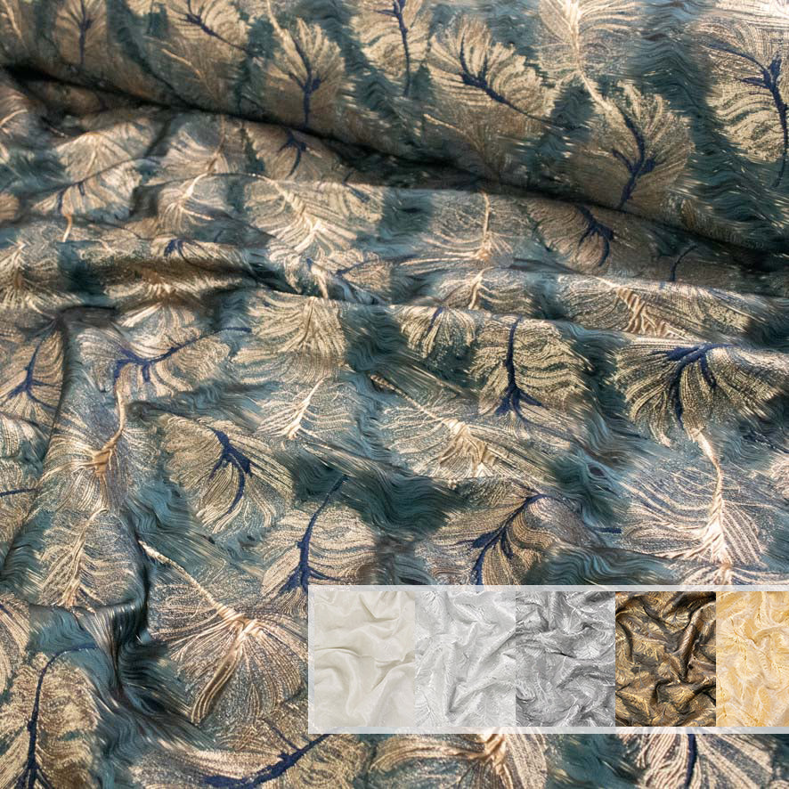 Elysian Collection 3D Textured Metallic Feather Jacquard Curtaining/Upholstery 280CM WIDE