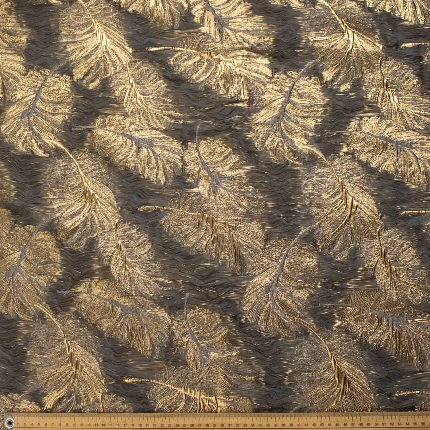 Elysian Collection 3D Textured Metallic Feather Jacquard Curtaining/Upholstery 280CM WIDE