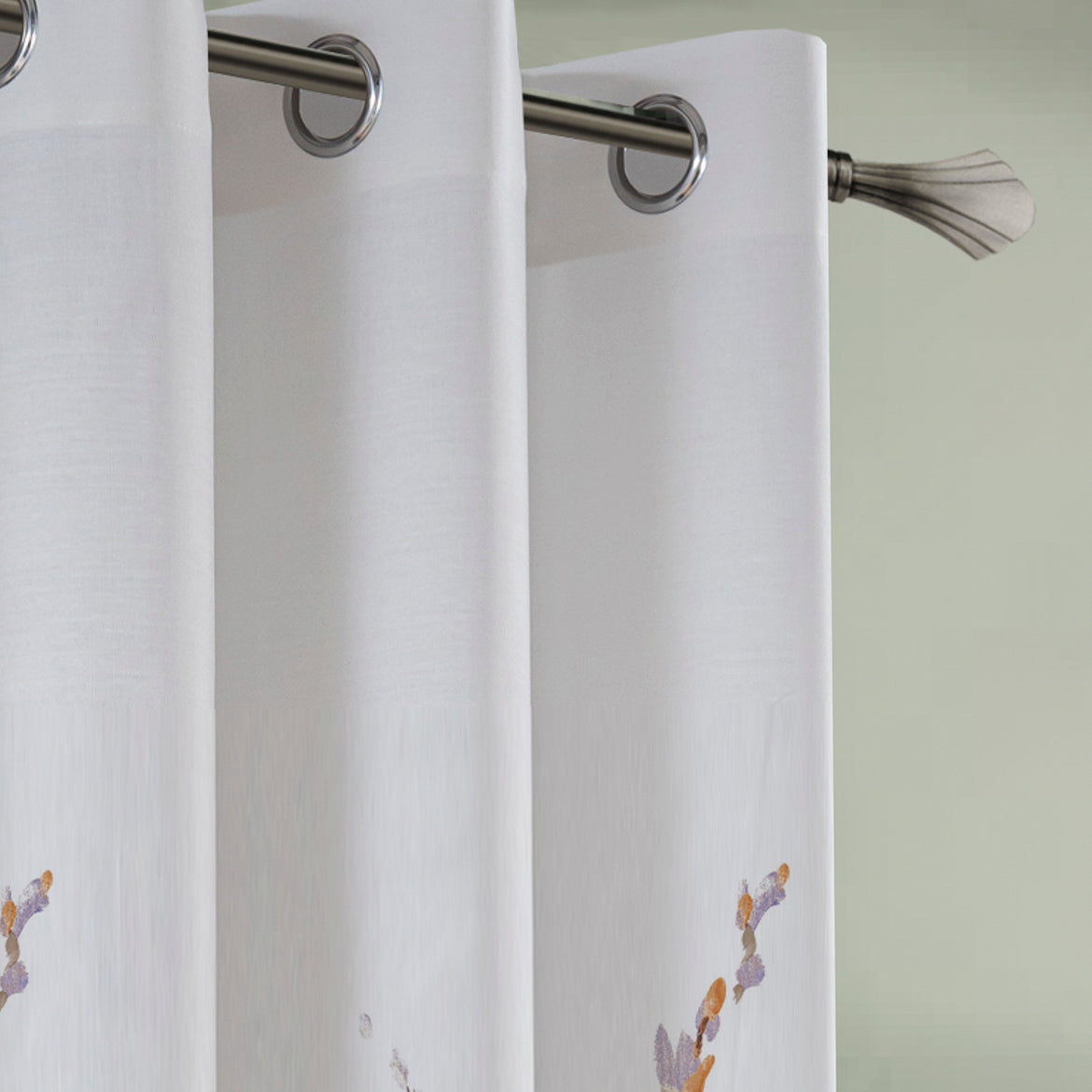 Spring Meadow Floral Printed Ready to Hang Eyelet Curtain