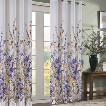 Spring Meadow Floral Printed Ready to Hang Eyelet Curtain