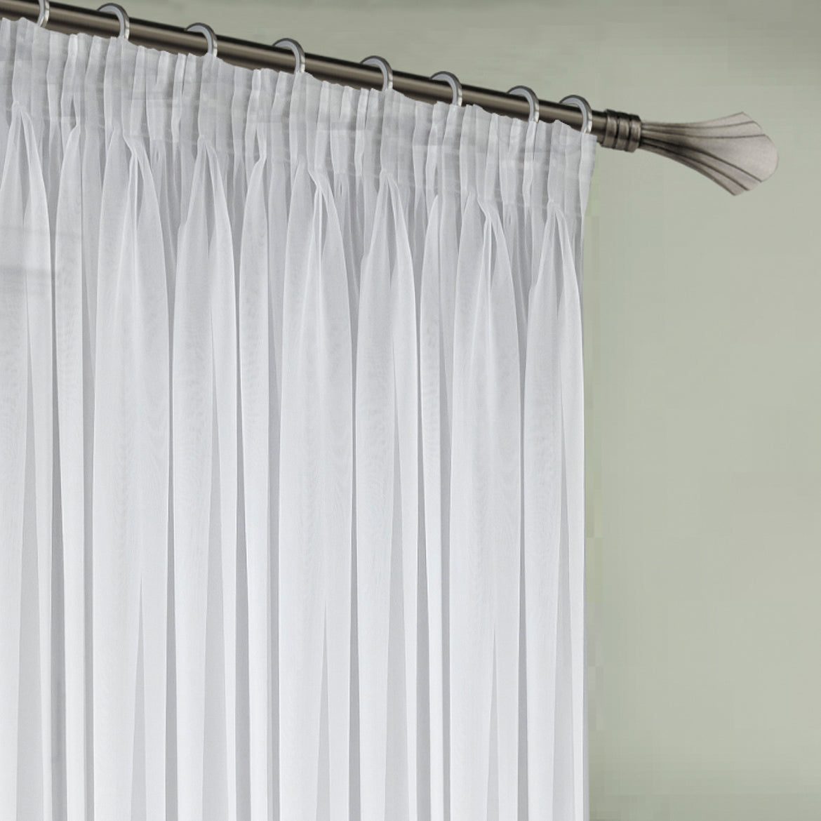 Magnolia Bloom Floral Printed Ready to Hang Sheer Pencil Pleat Curtain