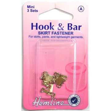 Hemline Hook & Bar Skirt Fastener - Mini 3 Sets Nickle