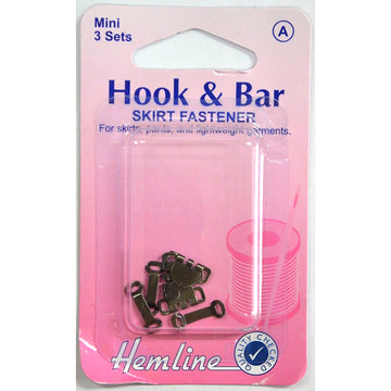 Hemline Hook & Bar Skirt Fastener - Mini 3 Sets in Black
