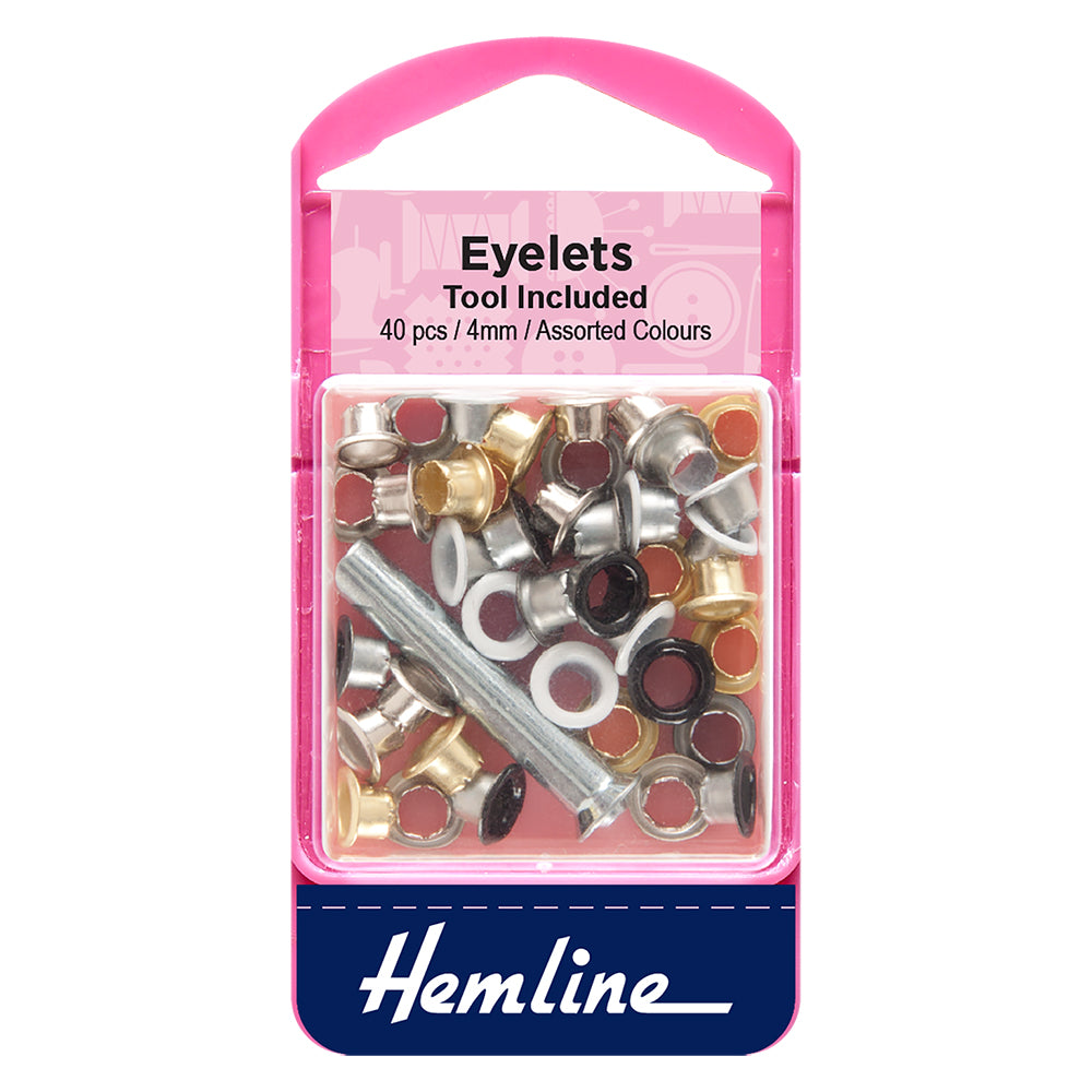 Eyelets Tool Included 4mm / 5/32″ Assorted Colours 40 pcs