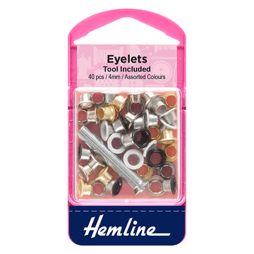 Eyelets Tool Included 4mm / 5/32″ Assorted Colours 40 pcs