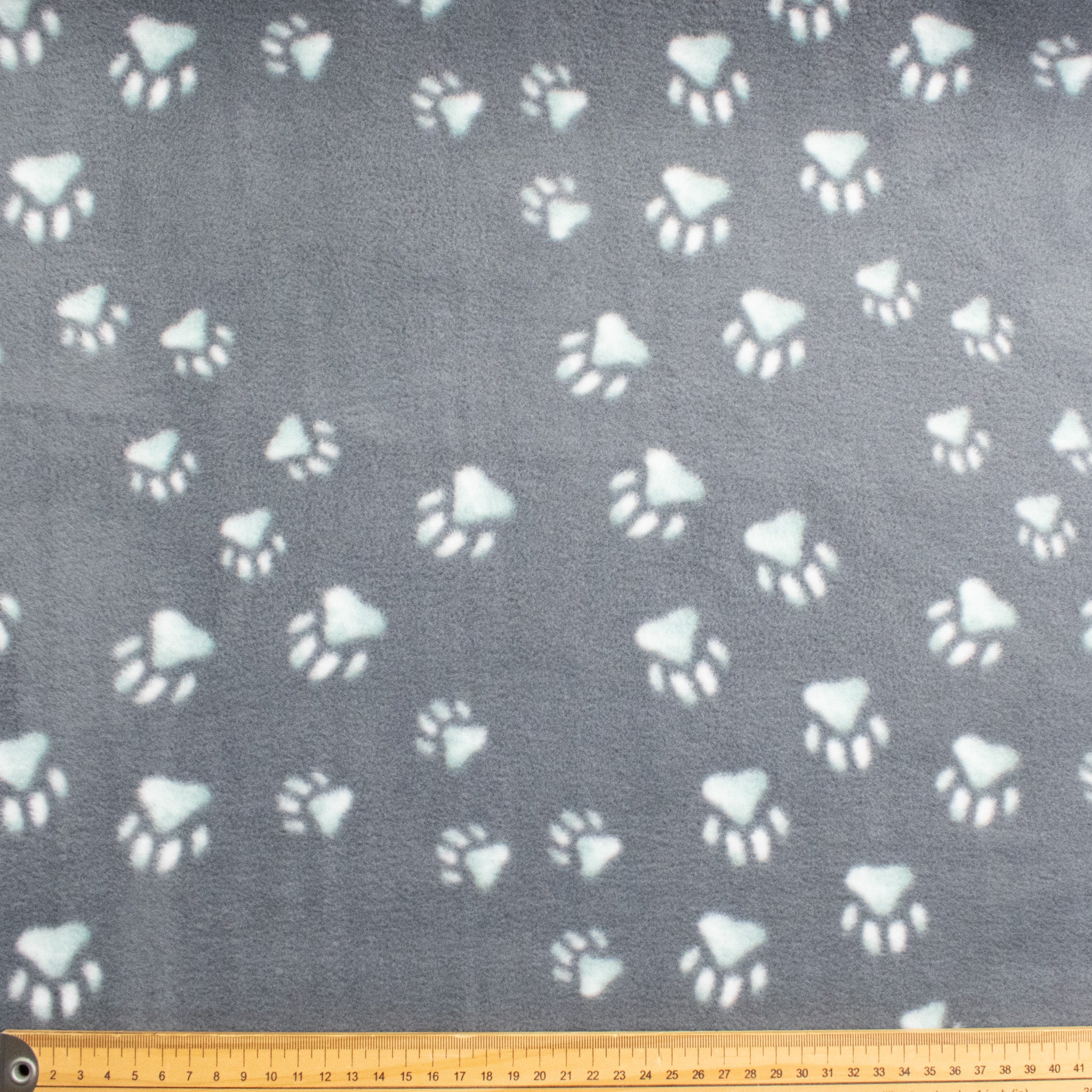 Dog Paw Scatter Grey Printed Polar Fleece