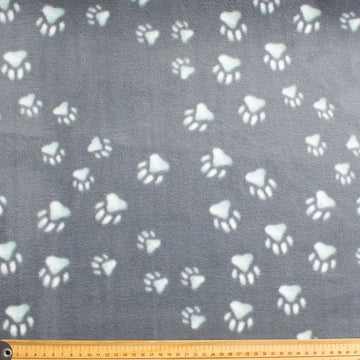 Dog Paw Scatter Grey Printed Polar Fleece