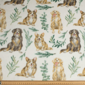 Corgi & Shepherd Botanical Printed Polar Fleece