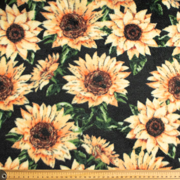 Black Sunflower Printed Polar Fleece