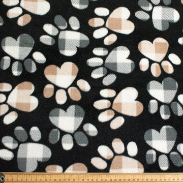 Heart & Paw Patchwork Printed Polar Fleece
