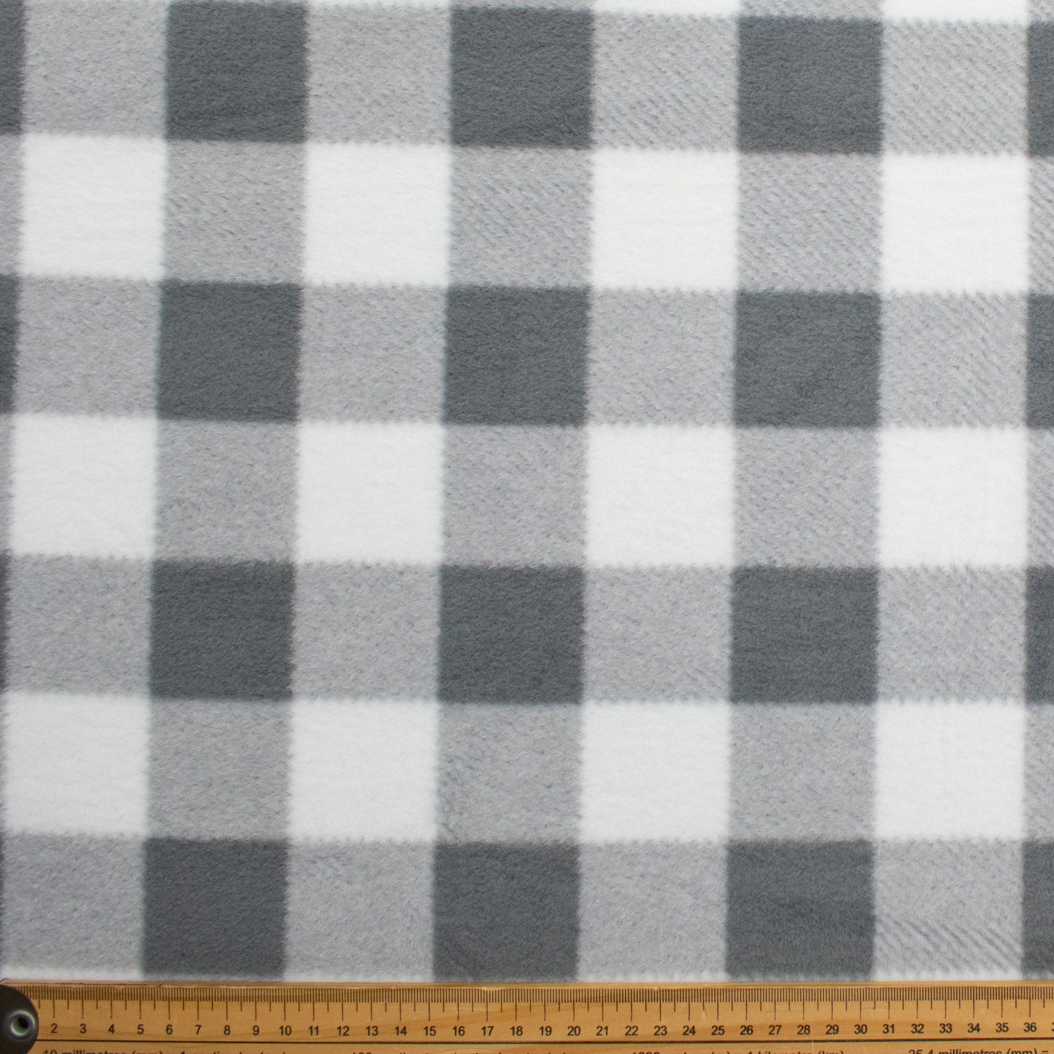 Grey Buffalo Plaid Check Printed Polar Fleece