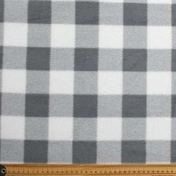 Grey Buffalo Plaid Check Printed Polar Fleece