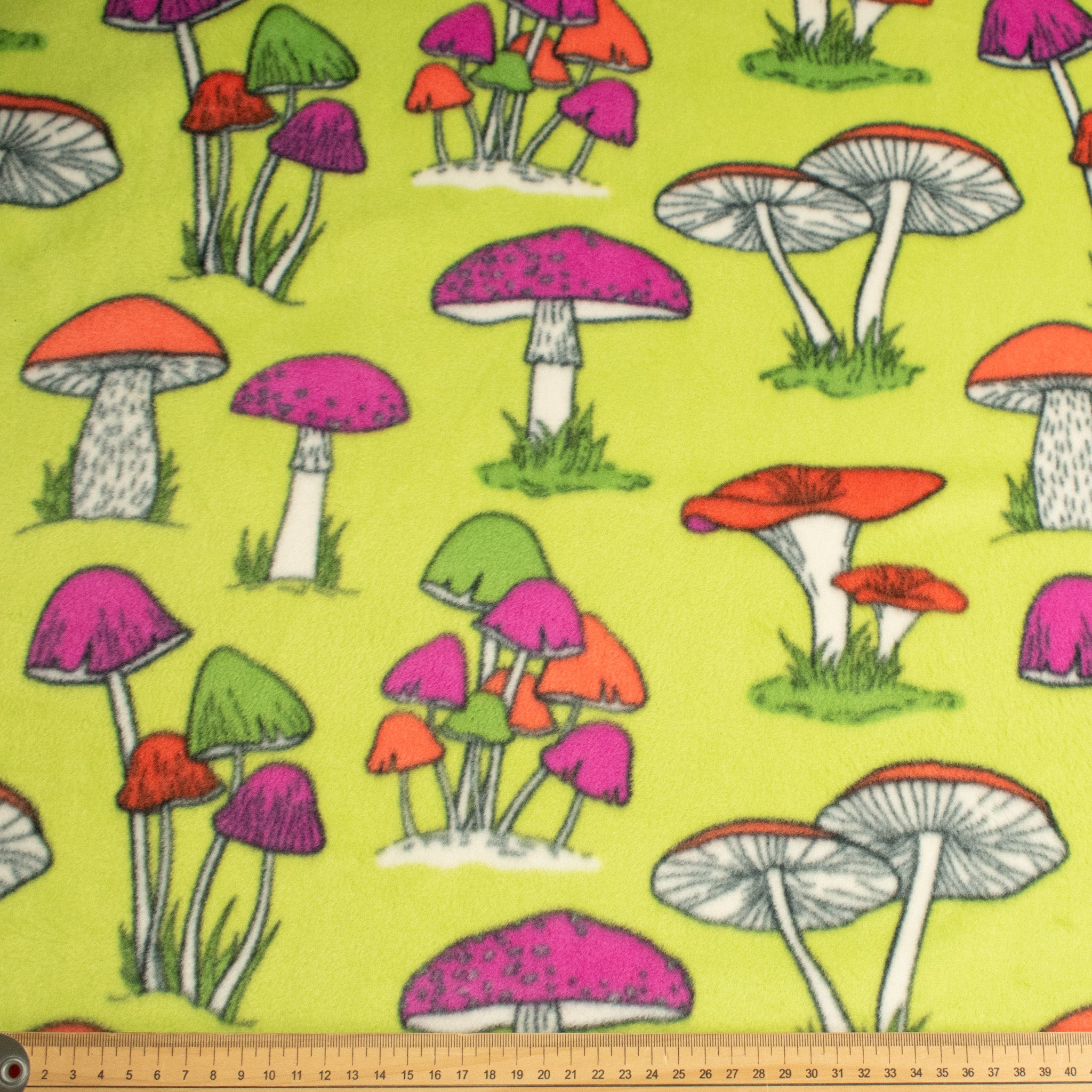 Funky Mushroom Garden Printed Polar Fleece