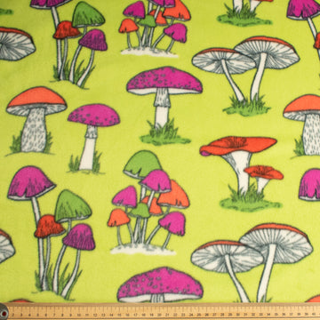 Funky Mushroom Garden Printed Polar Fleece