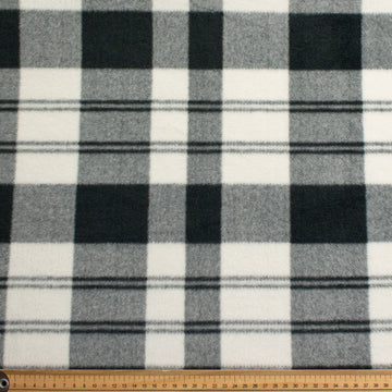 Black and White Tartan Check Printed Polar Fleece