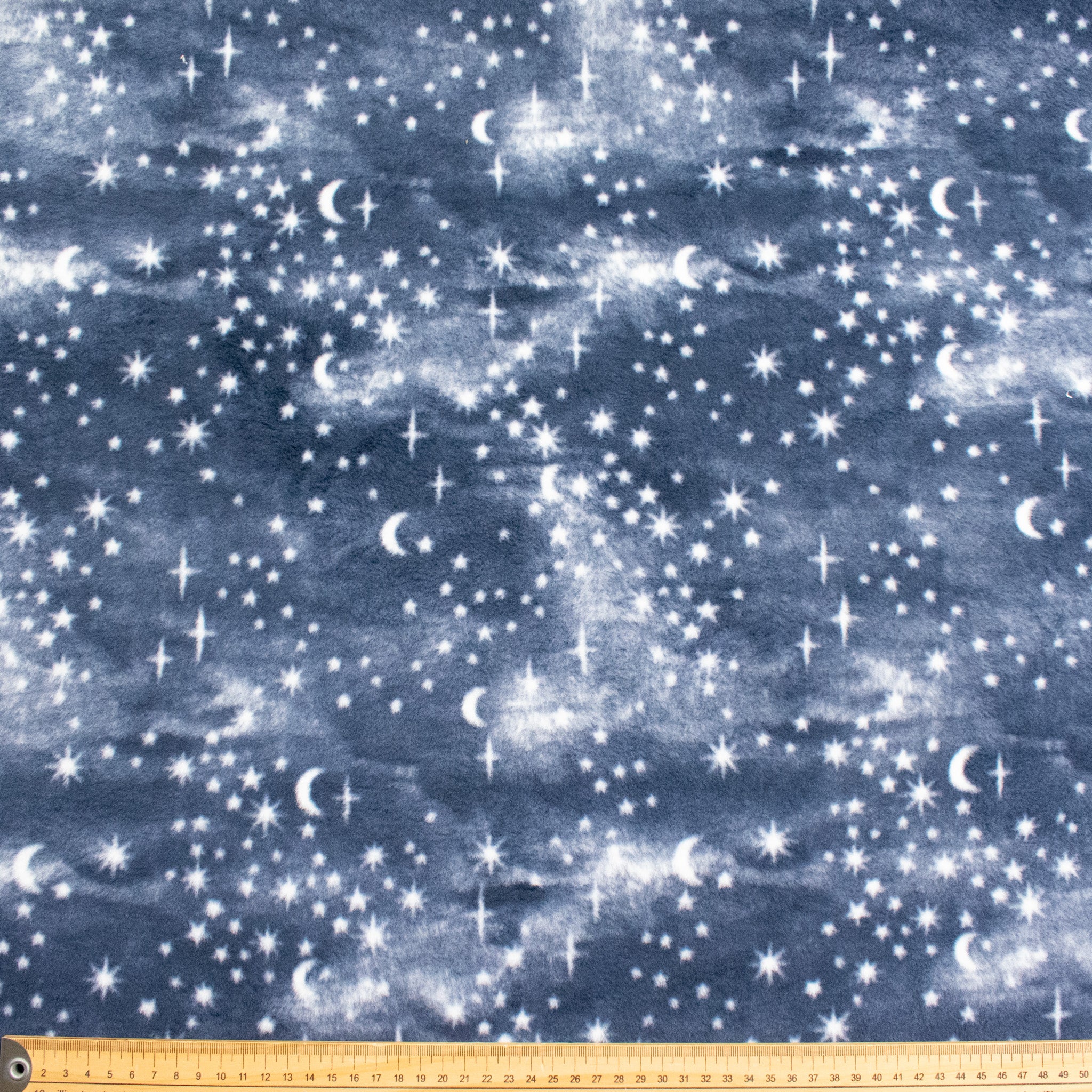 Night Sky Stars & Moons Printed Polar Fleece