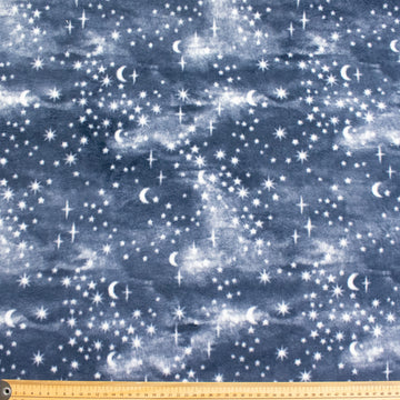 Night Sky Stars & Moons Printed Polar Fleece