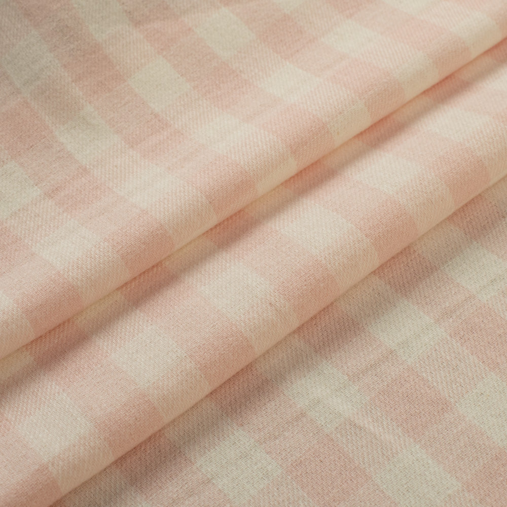 Premium Japanese Yarn-Dyed Gingham Check Cotton Shirting – Pale Pink