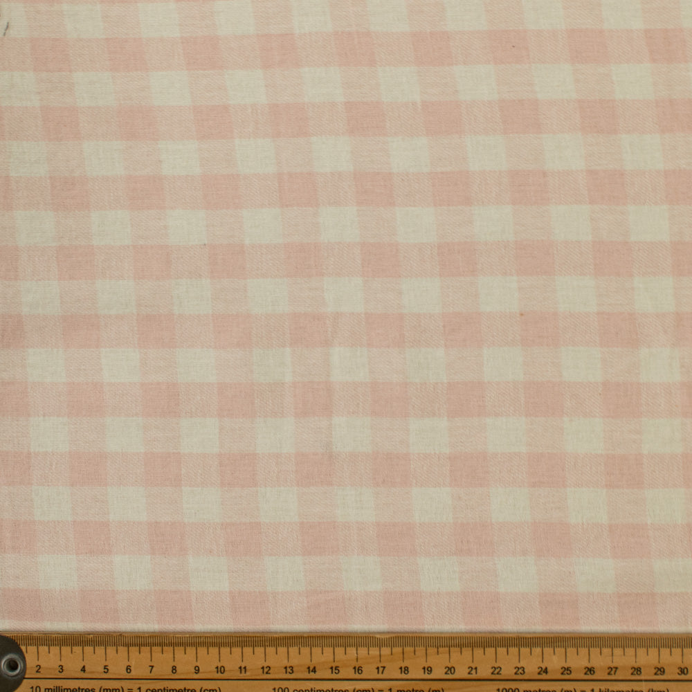 Premium Japanese Yarn-Dyed Gingham Check Cotton Shirting – Pale Pink