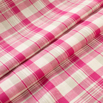Premium Japanese Yarn-Dyed Gingham Check Cotton Shirting – Pink with metallic lurex