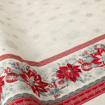 Peggy Toole for Robert Kaufman Holiday Flourish Collection - Japanese Koyo Poinsettia Metallic Print