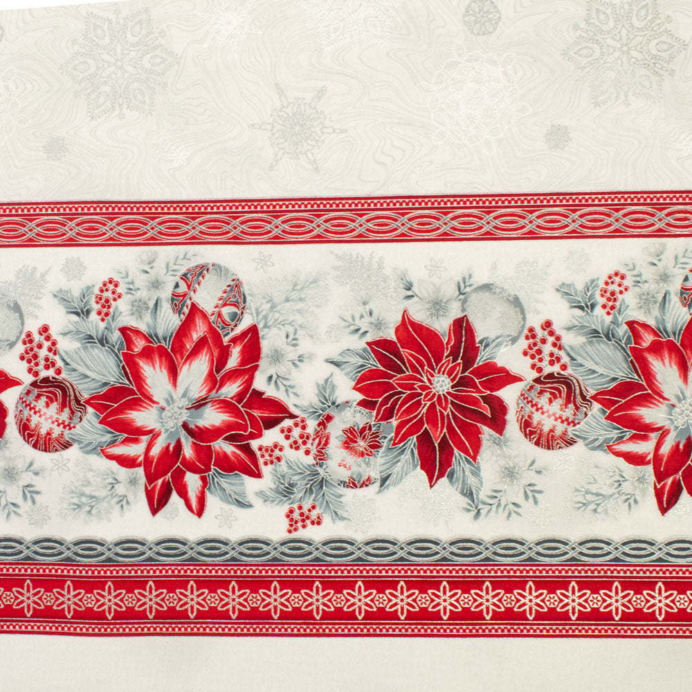Peggy Toole for Robert Kaufman Holiday Flourish Collection - Japanese Koyo Poinsettia Metallic Print