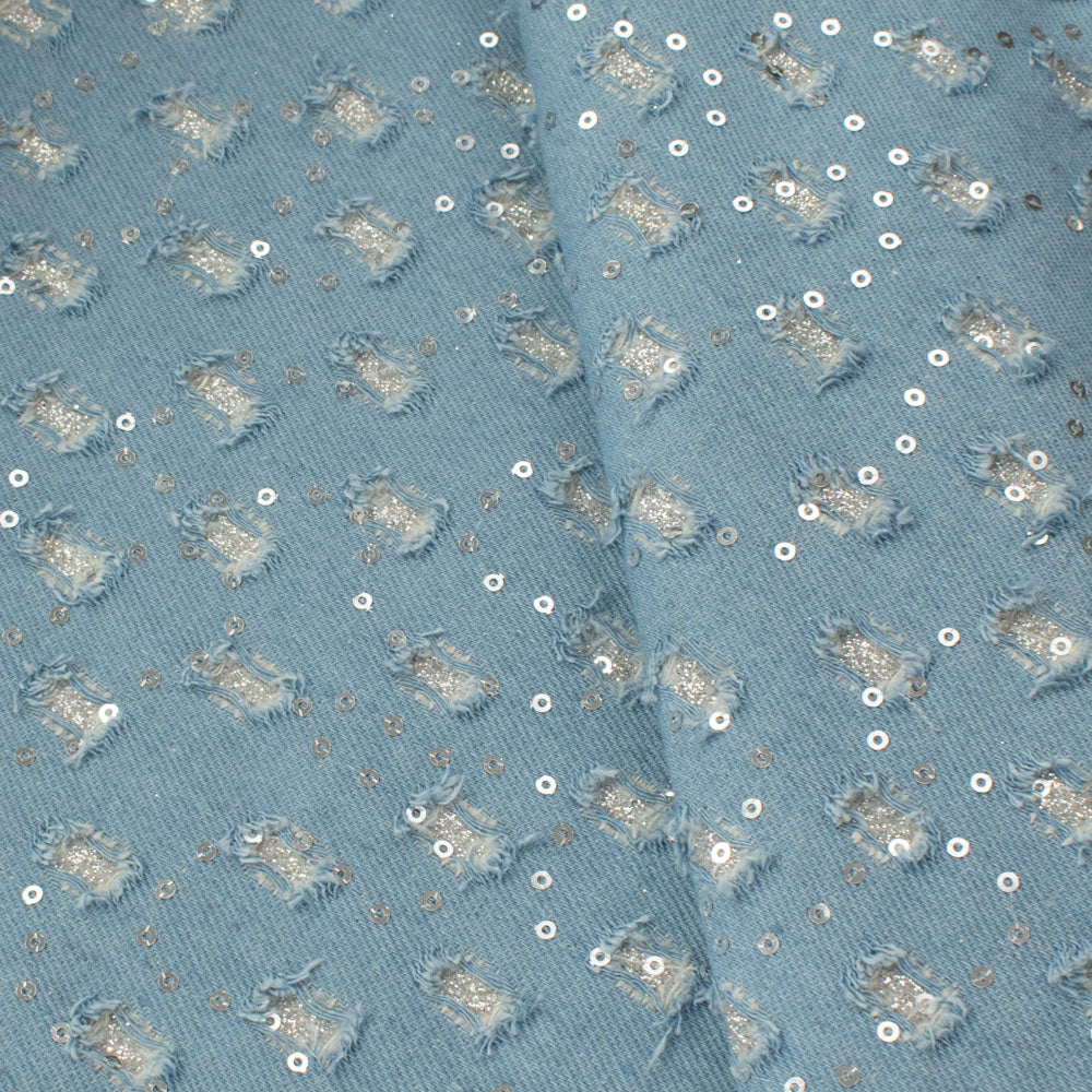 Glitter Cutout Sequin Denim