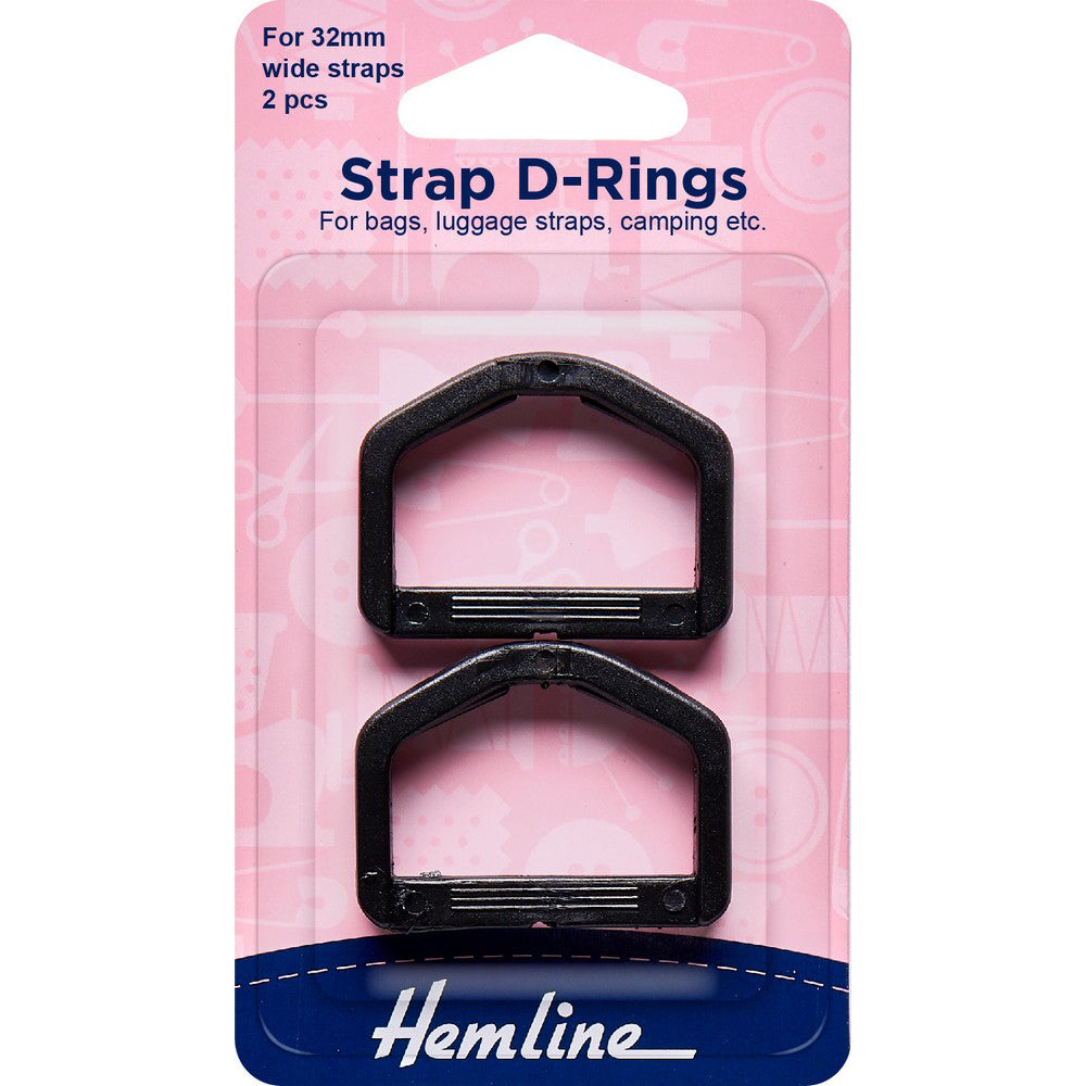 Hemline Strap D-Ring Plastic - 32MM Black (1 1/4")