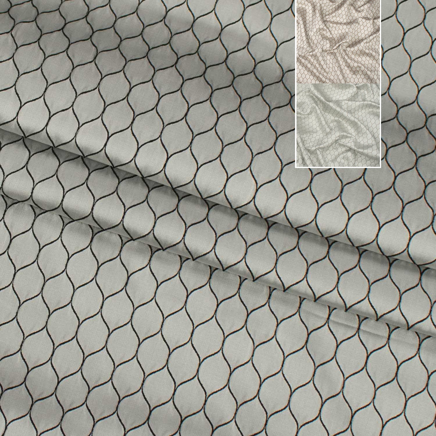 Turkish Curtaining/Upholstery Embroidered Honeycomb Sateen Jacquard