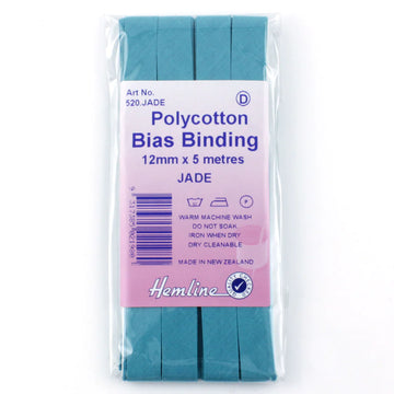 Hemline Polycotton Bias Binding - JADE 12MM X 5M