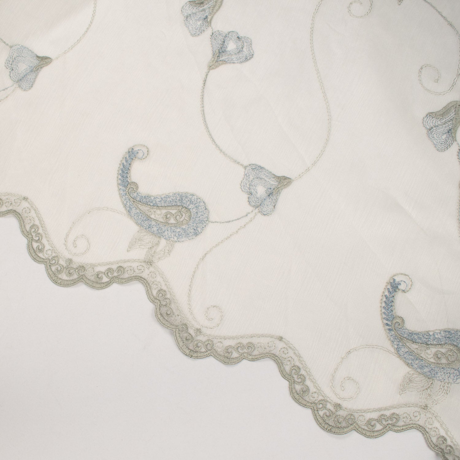 Turkish Lace Border Curtaining Sheer/Voile Paisley Embroidered