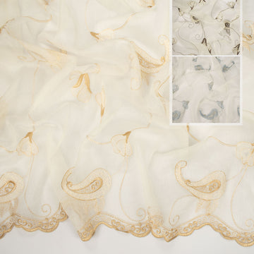 Turkish Lace Border Curtaining Sheer/Voile Paisley Embroidered