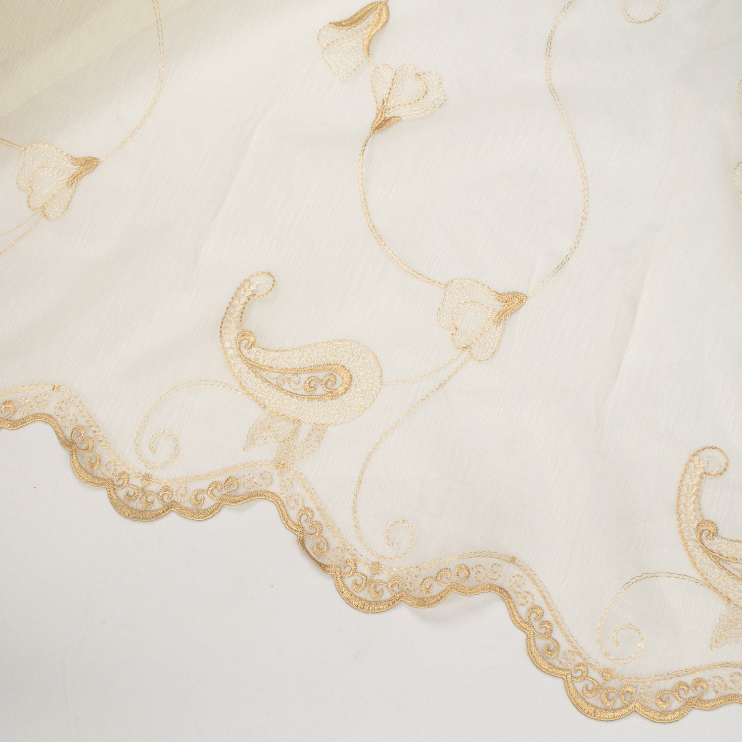 Turkish Lace Border Curtaining Sheer/Voile Paisley Embroidered