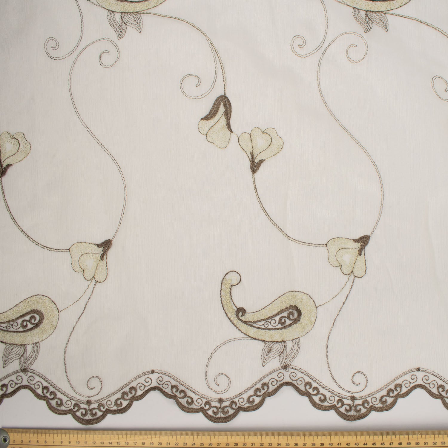 Turkish Lace Border Curtaining Sheer/Voile Paisley Embroidered