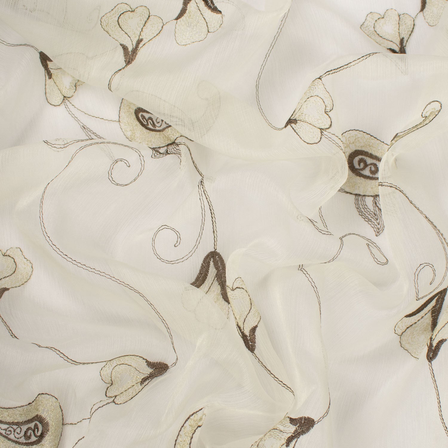 Turkish Lace Border Curtaining Sheer/Voile Paisley Embroidered