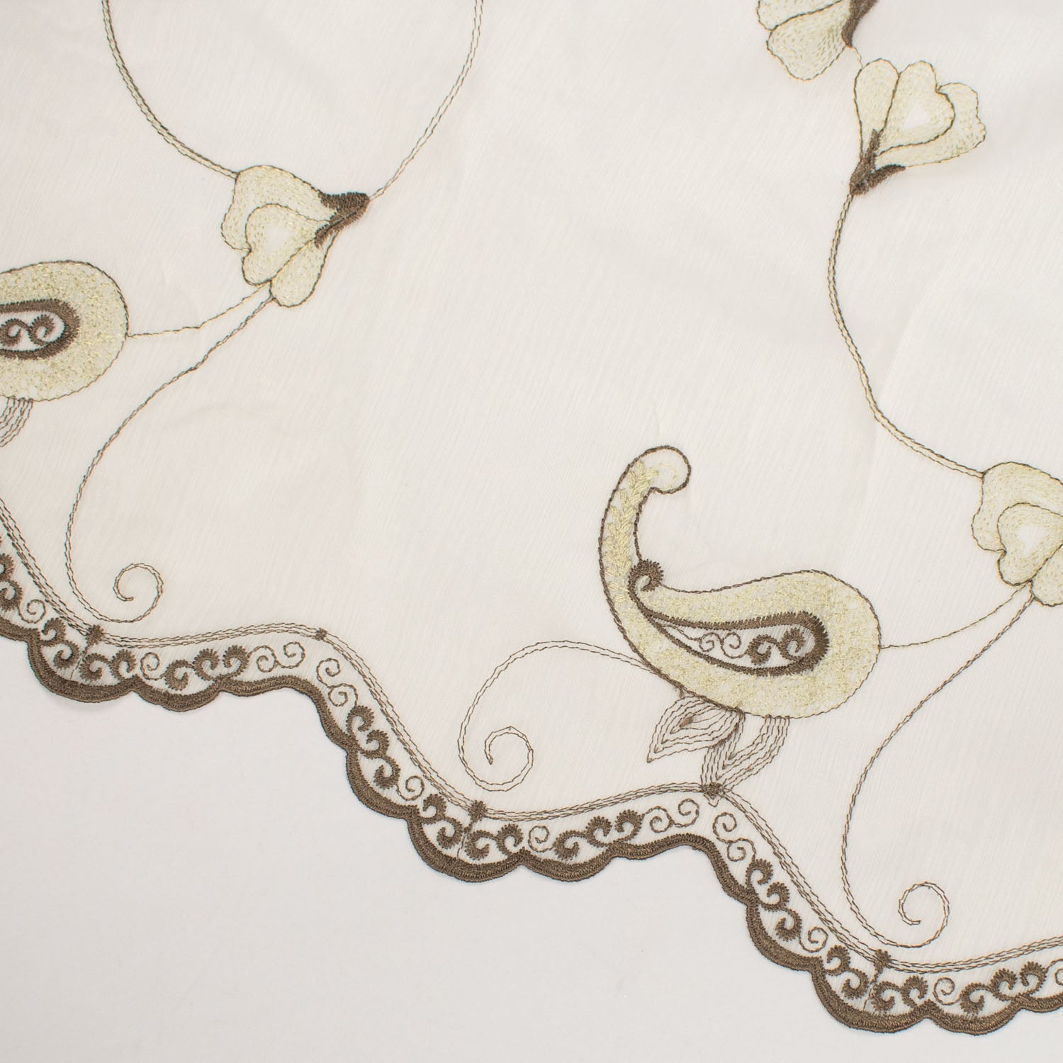 Turkish Lace Border Curtaining Sheer/Voile Paisley Embroidered