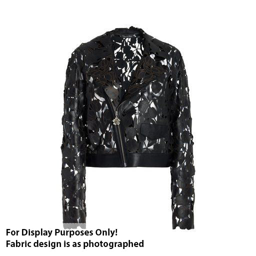 Curved Leaf Lattice Cutwork Faux Leather Vinyl Burnout Appliqué