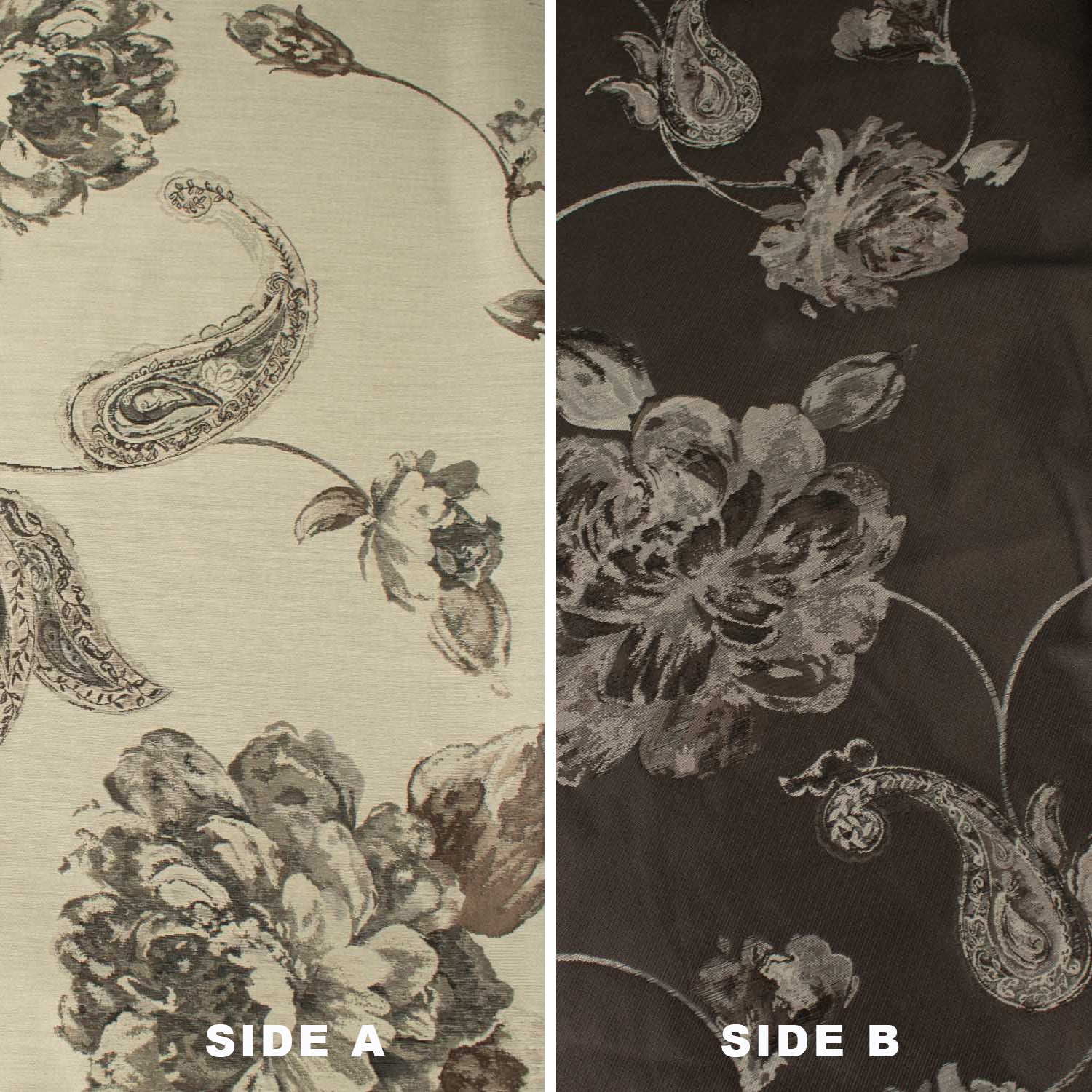 Turkish Curtaining/Upholstery Embroidered Reversible Floral Brocade